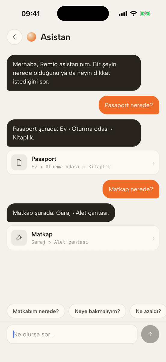 Remio asistanı pasaportun ve matkabın nerede olduğunu yanıtlıyor